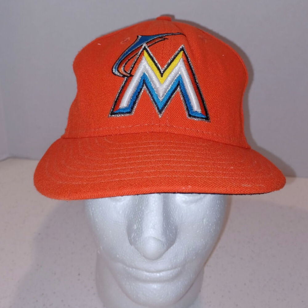 Miami Florida Marlins Hat MLB New Era 59Fifty 7 Fitted Orange Baseball Cap